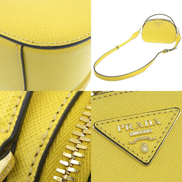 Prada Odette Saffiano Leather Handbag Yellow - Picture 8 of 8